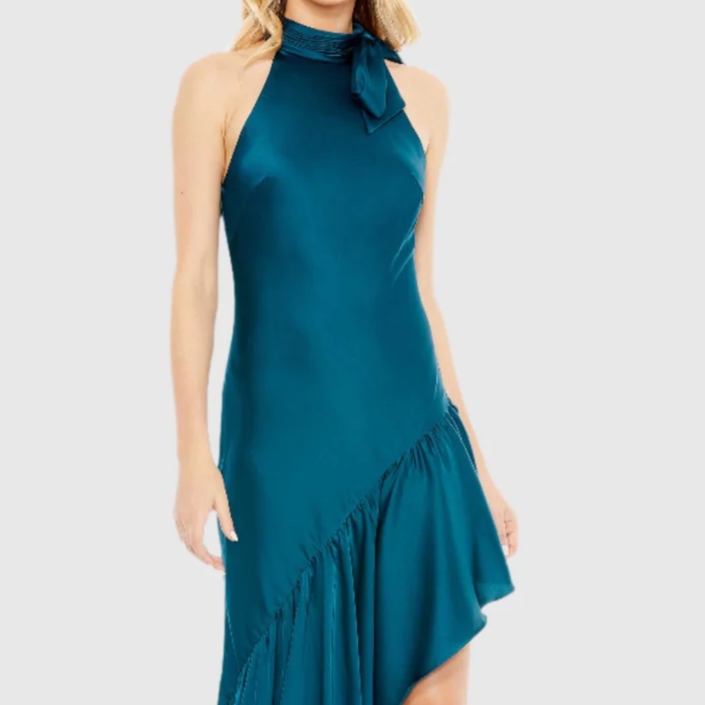 Mac Duggal Teal Halter Dress - 8